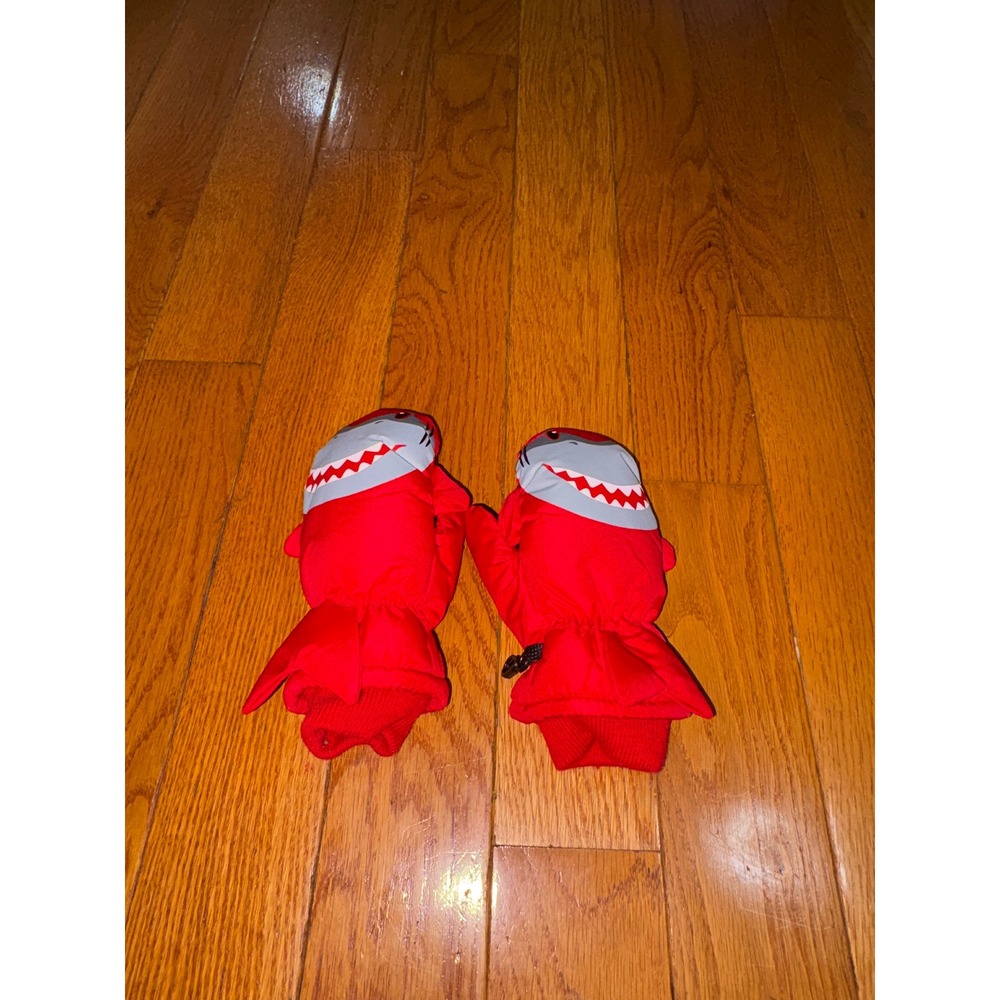 3M Thinsulate Kids Red Shark‎ Winter Mittens Size 4-6T Insulated Snow Gloves